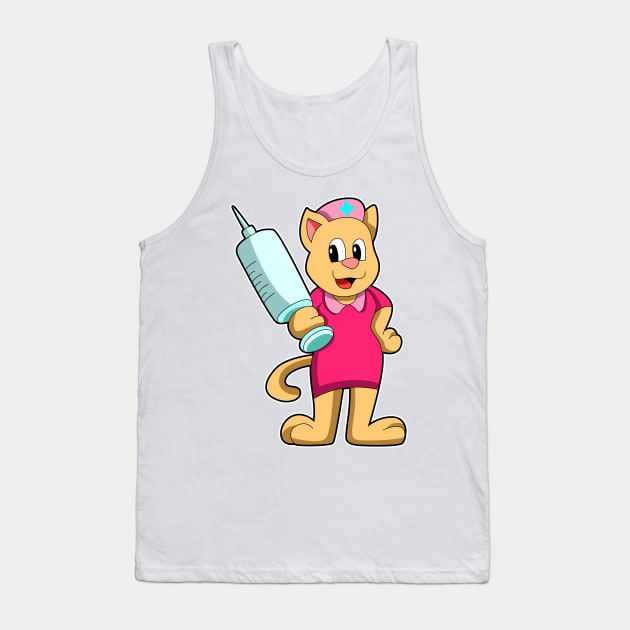 Cat as Nurse with Syringe Tank Top by Markus Schnabel